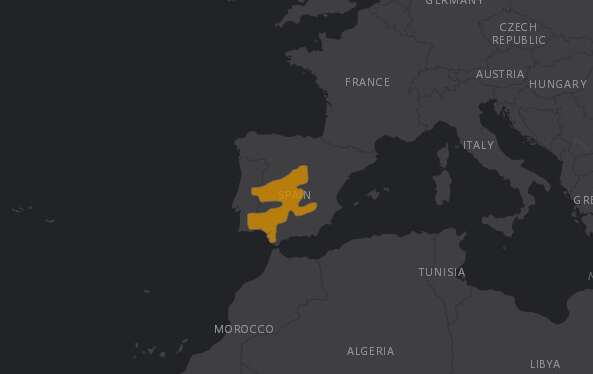 Mapa de rango geográfico para el Aguila Imperial Iberica