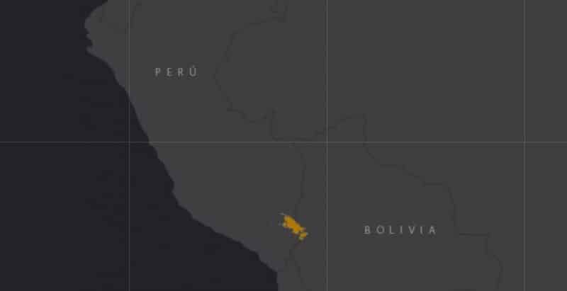 Mapa de rango geográfico para la Rana Gigante del Lago Titicaca