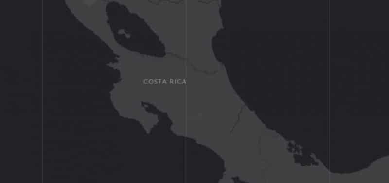 Mapa de rango geográfico para la Rana Arlequín